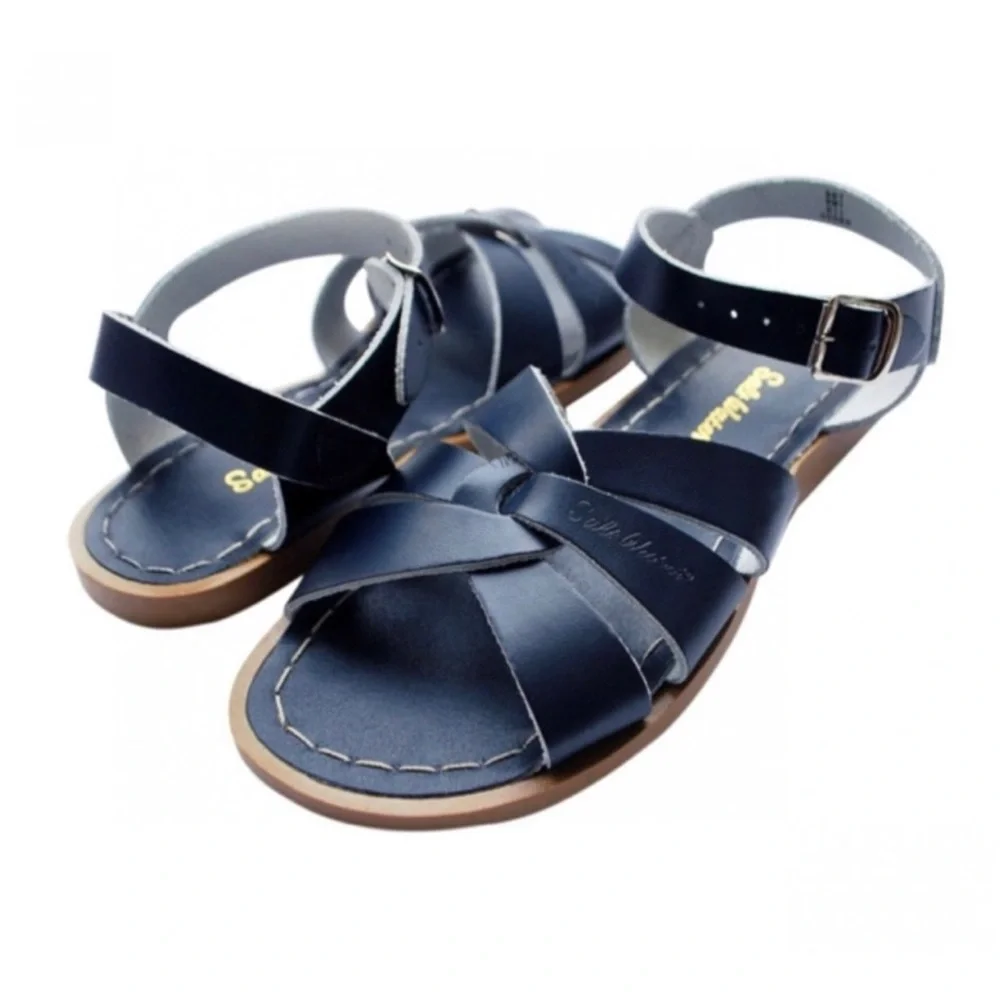 NEW Salt Water Sandals By Hoy Navy Blue Leather Original Sandals Size 8 US